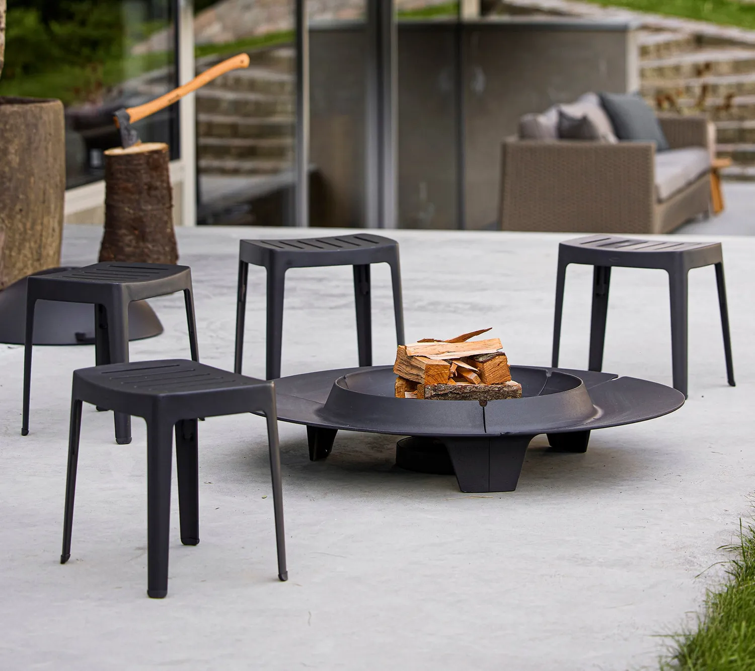 Cane-line Cut Hocker weiß alu dunkelgrau stapelbar