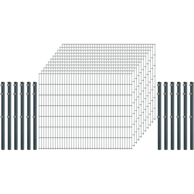 Bellamondo Standard 6/5/6 Doppelstabzaun 200/143 cm Anthrazit