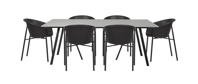 Envy Gartenmöbel-Set 6 Personen 200 cm Kunststoff grau