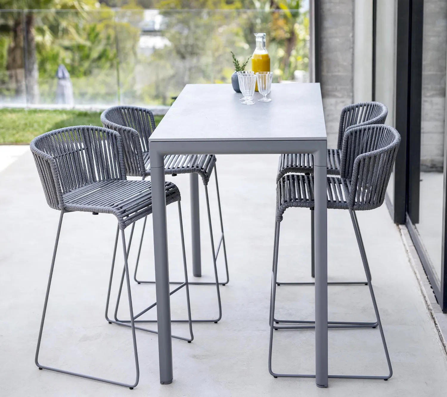 Cane-line Moments Barstuhl grau Soft Rope stapelbar