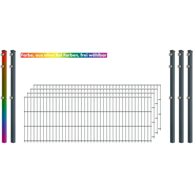 Industrie-Zaunset 8/6/8 Doppelstab Zaun-Set 250/63 cm
