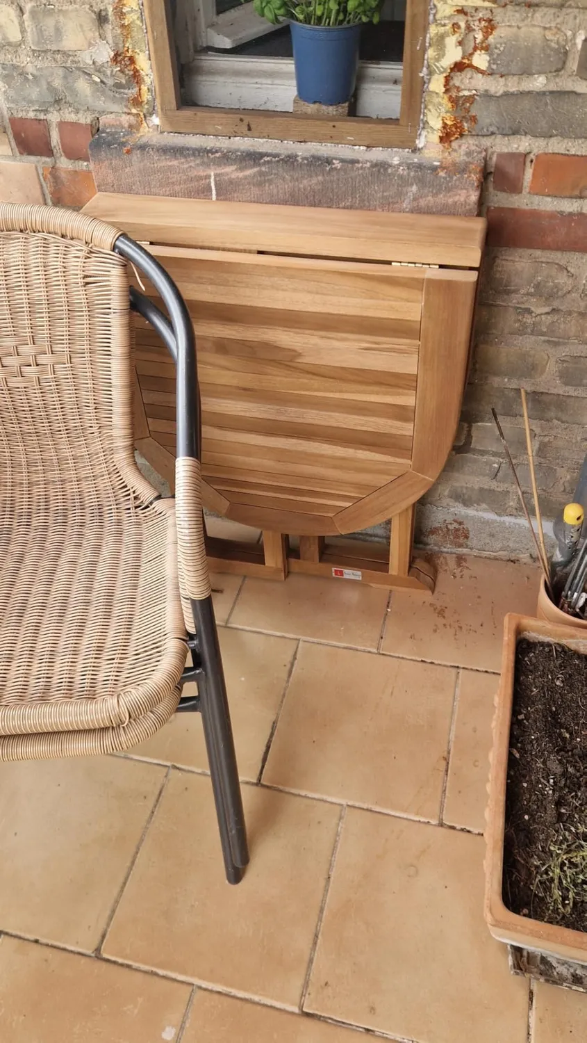 MR.DEKO Balcony Klapptisch 120 cm Teakholz oval