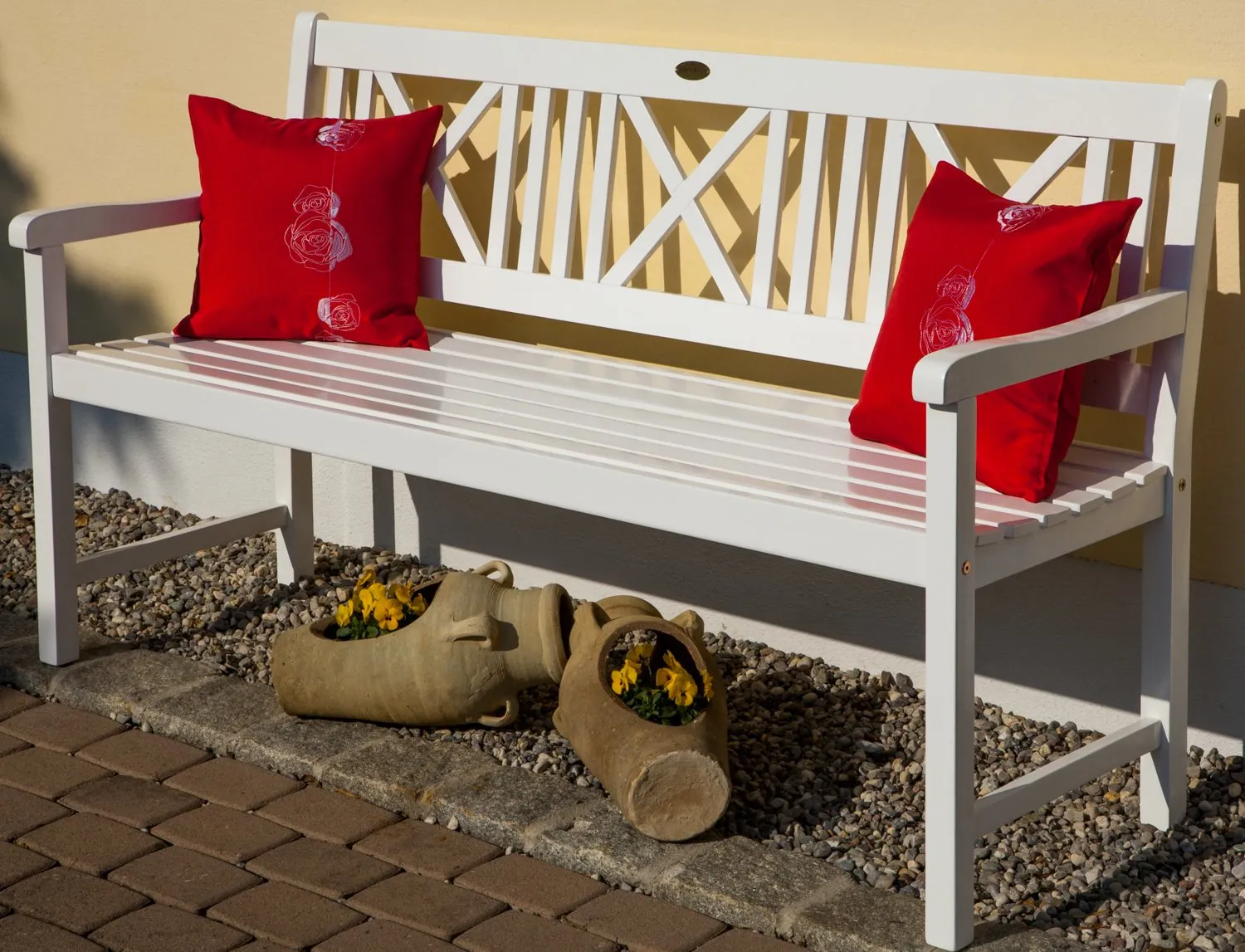 Garden Pleasure Lübeck 3-Sitzer Gartenbank Weiß Washed 160 cm