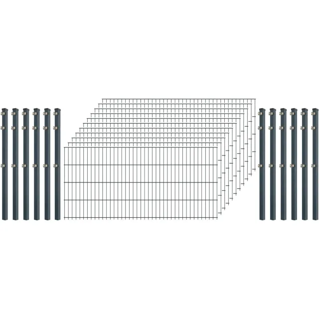 Bellamondo Standard-Zaunset 6/5/6 Doppelstab 11 Matten 200/83 cm Anthrazit