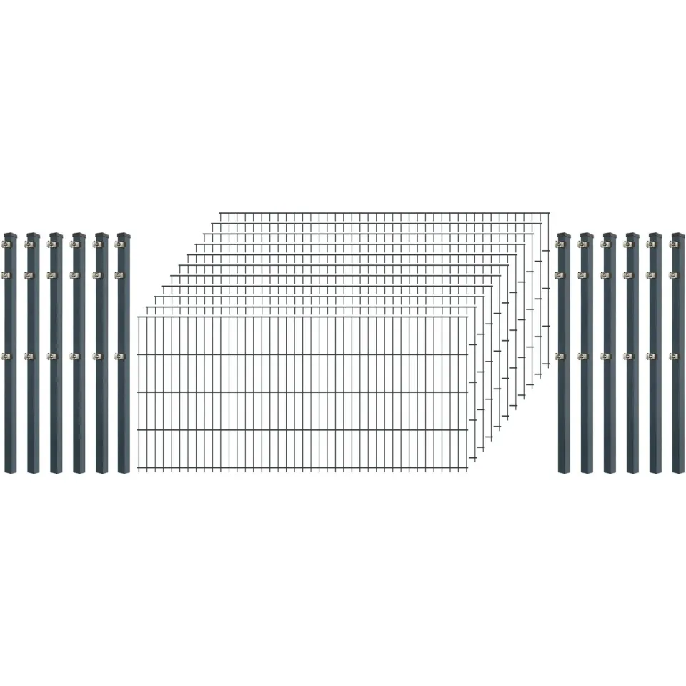 Bellamondo Standard-Zaunset 6/5/6 Doppelstab 11 Matten 200/83 cm Anthrazit