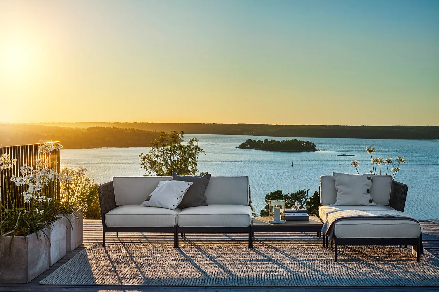 Skargaarden Lidö Sofa Mittelteil Outdoor-Sofa Aluminium