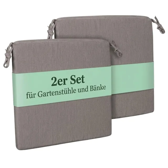 MR.DEKO Sitzkissen 2er Set 50x50 cm Grau waschbar