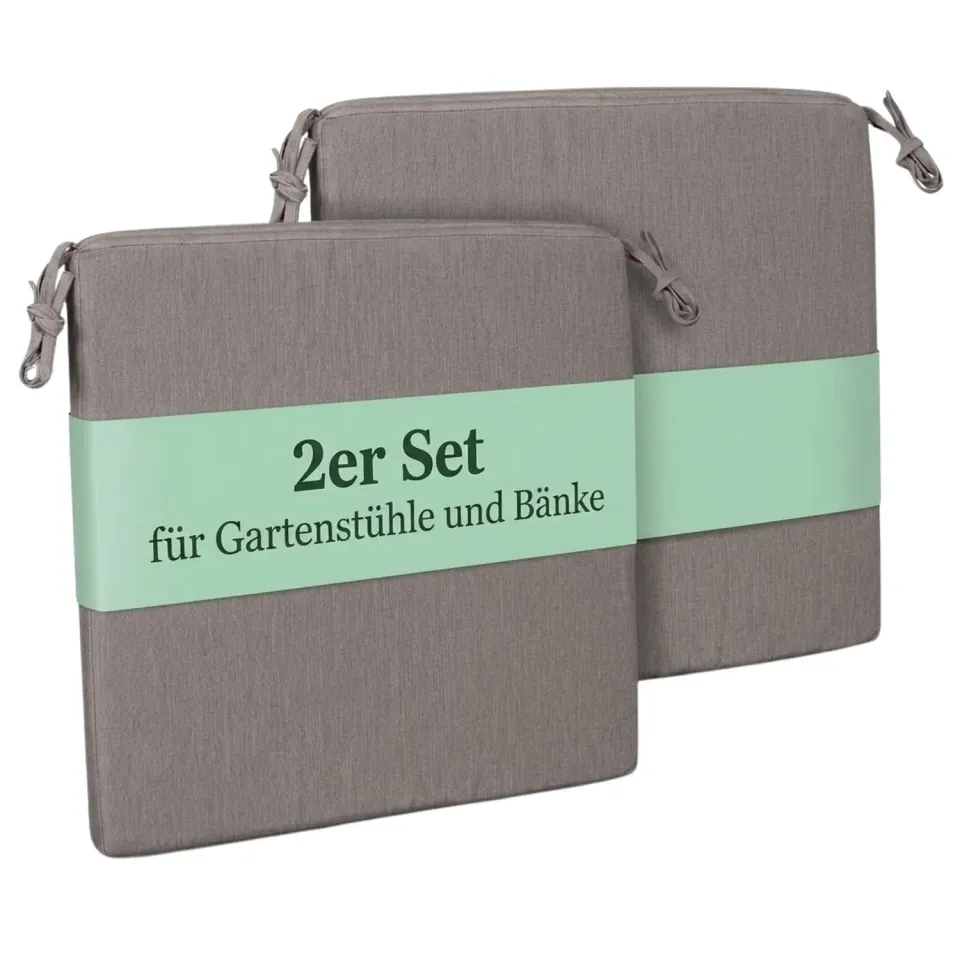 MR.DEKO Sitzkissen 2er Set 50x50 cm Grau waschbar