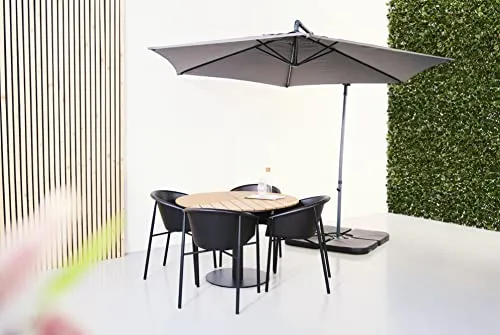 Envy Gartenmöbel-Set für 4 Personen Gartentisch Polywood Teak-Look schwarze Stühle
