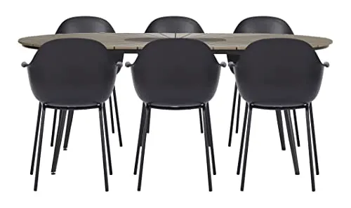 Envy Gartenmöbel-Set für 6 Personen Gartentisch 195 cm Polywood schwarz