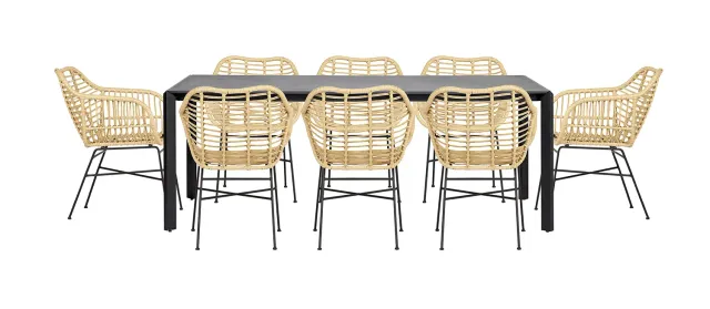Envy Gartenmöbel-Set 8 Personen 200 cm dunkelgrau Bambusoptik
