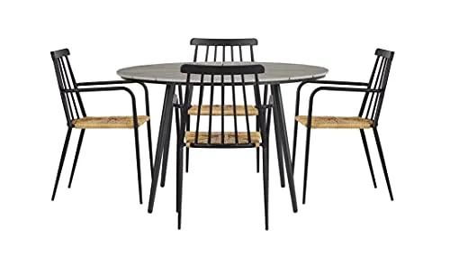 Envy Gartenmöbel-Set 4 Personen Ø120 cm grau stapelbar Polyrattan