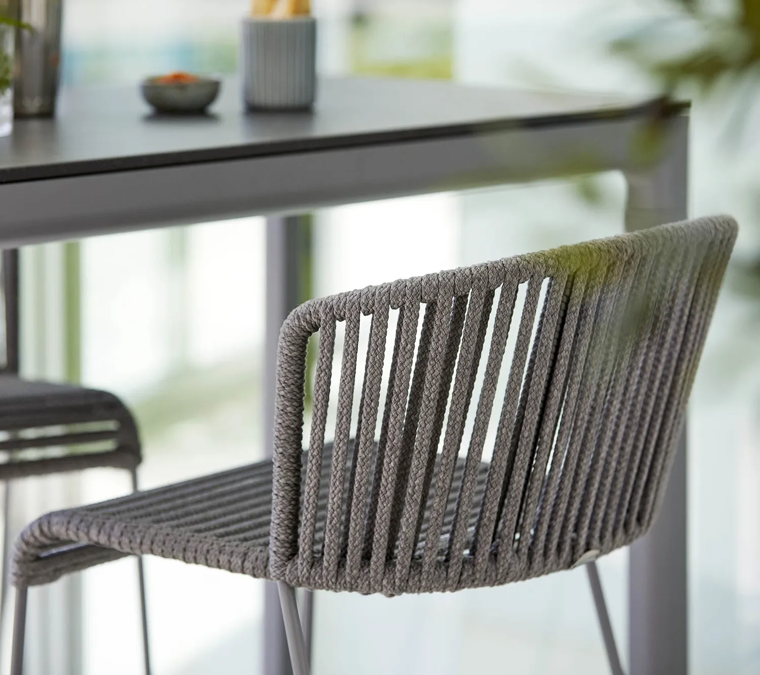 Cane-line Moments Barstuhl grau Soft Rope stapelbar