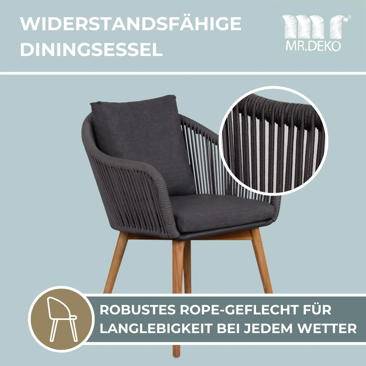 MR.DEKO Solana & Tarifa Gartenmöbelset 5-teilig Grau