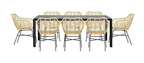 Envy Gartenmöbel-Set 8 Personen 200 cm dunkelgrau Bambusoptik