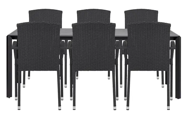 Envy Gartenmöbel-Set 200 cm dunkelgrau für 6 Personen Polyrattan