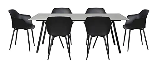 Envy Gartenmöbel-Set 200 cm 6 Personen Kunststoff schwarz