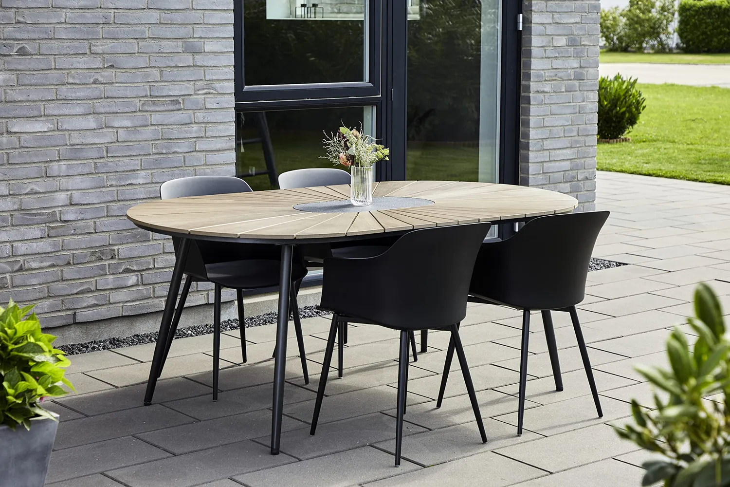 Envy Gartenmöbel-Set 6 Personen 195 cm schwarz