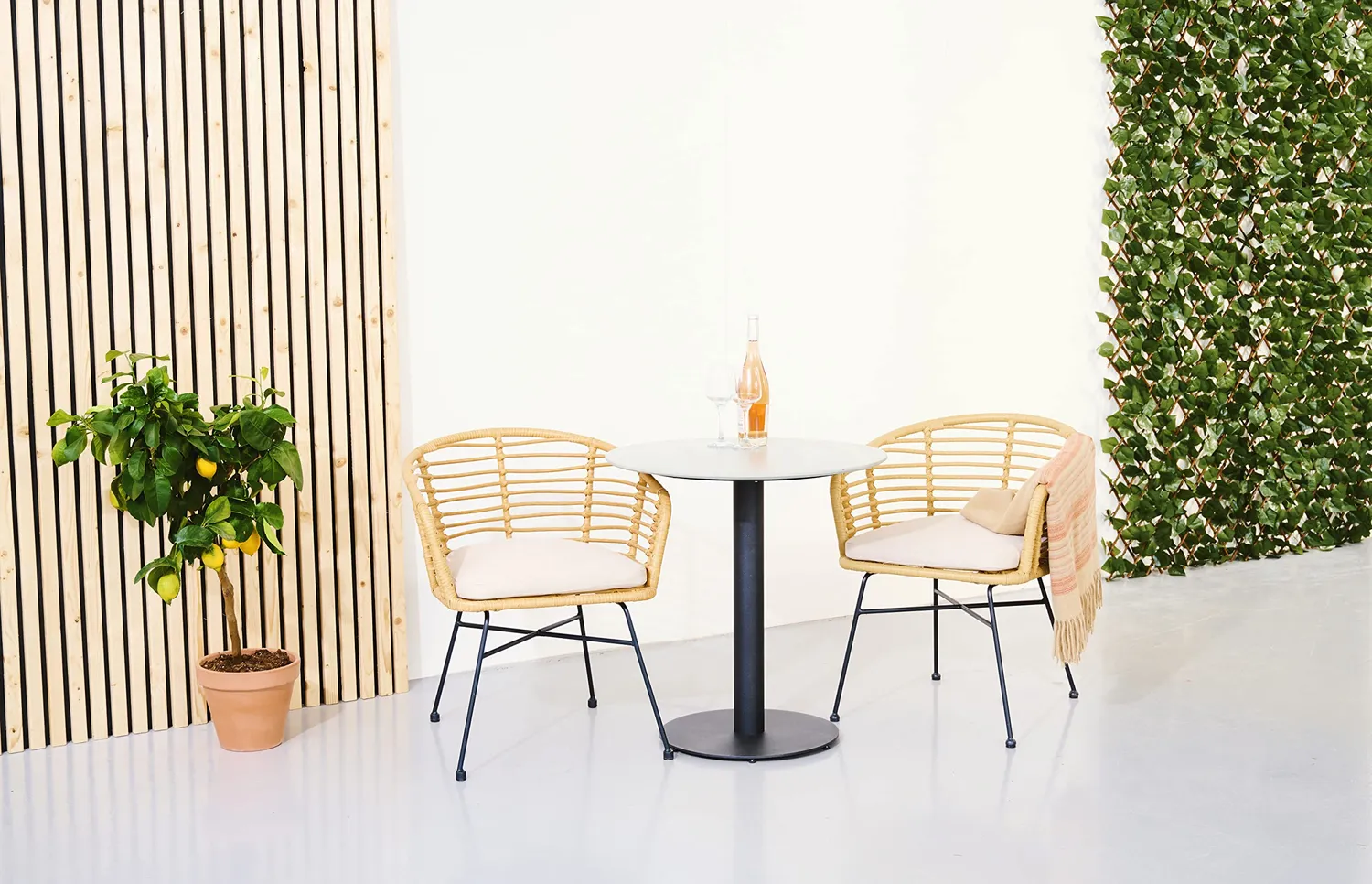 Envy Café-Set/Balkon möbel für 2 Personen Gartentisch Polyrattan natur
