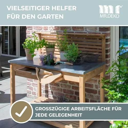 MR.DEKO Hampton Pflanztisch Teak mit Schublade
