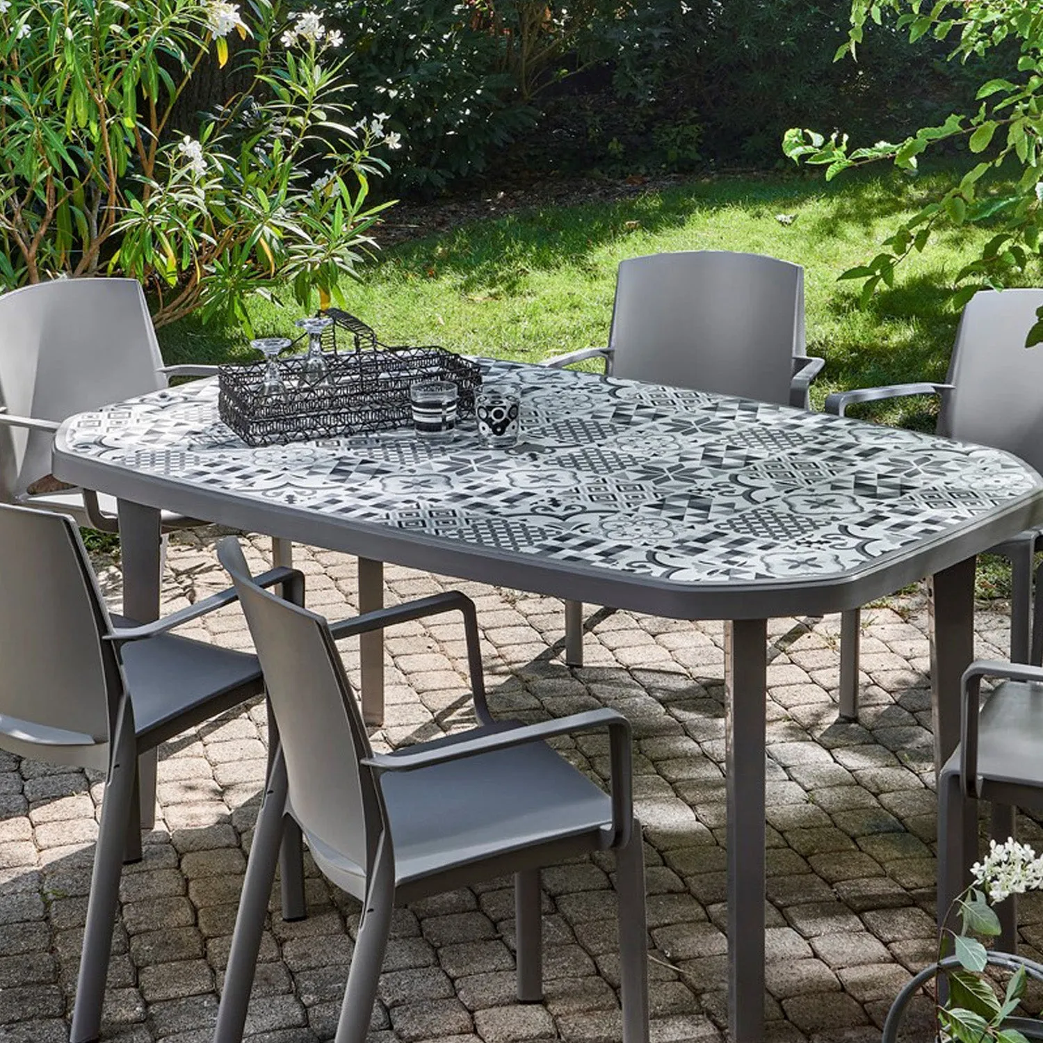 Grosfillex Carreaux Ciment 165x100 Gartentisch Grau Kunststoff