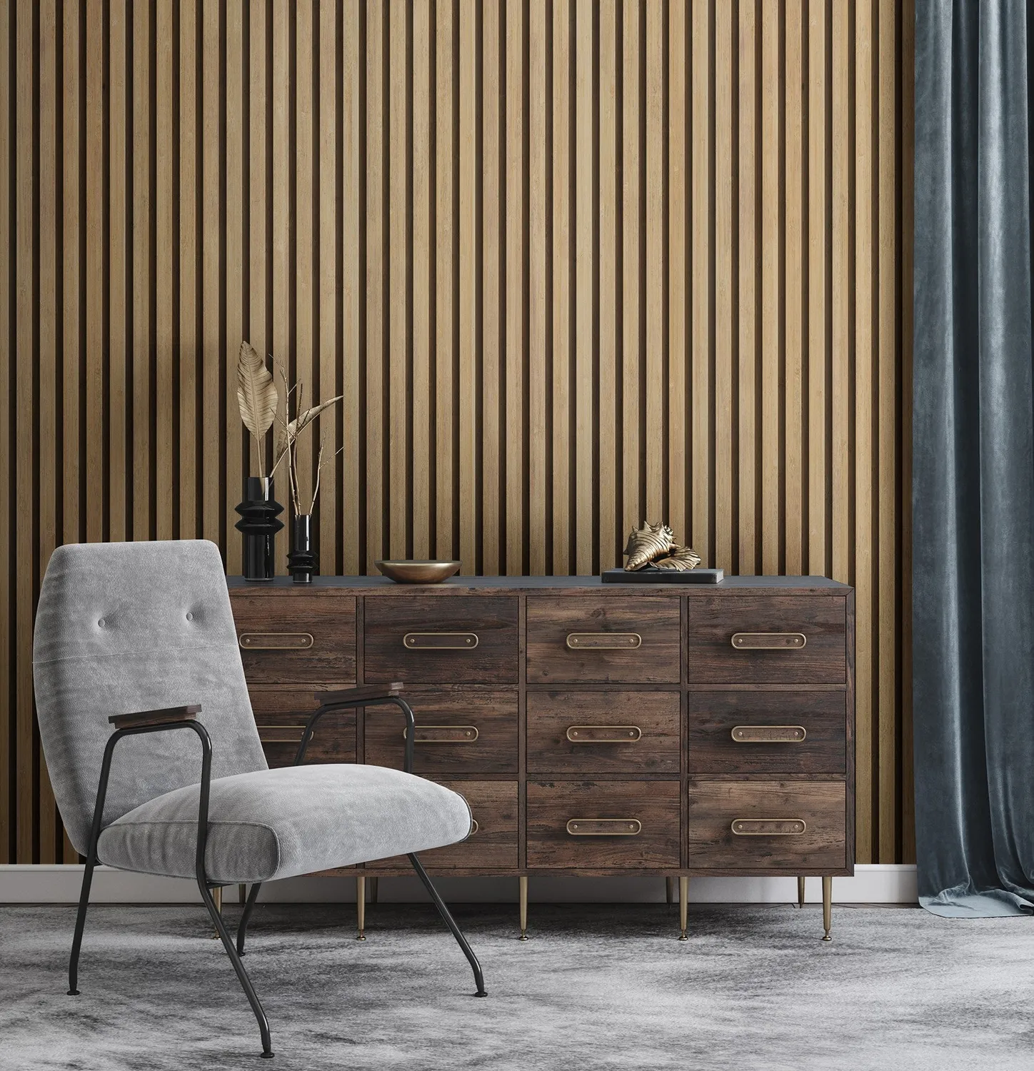 Grosfillex Element 3D Linio Wandverkleidung Holz matt
