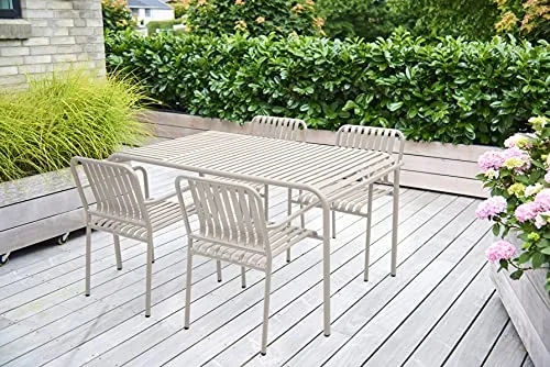 Envy Gartenmöbel-Set 150 cm 6 Personen Alu feuersteingrau