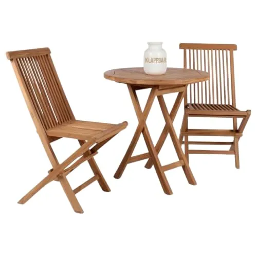 MR.DEKO Langton Gartenmöbelset mit Sutton Klapptisch Teak 3-teilig