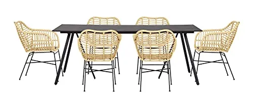 Envy Gartenmöbel-Set 6 Personen 200 cm schwarz Bambus