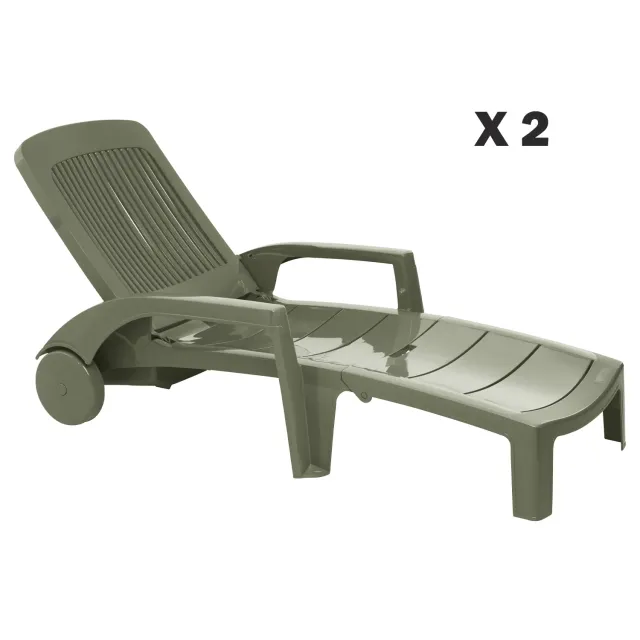 Grosfillex Fidji Sonnenliege 2er-Set Anthrazit Kunststoff
