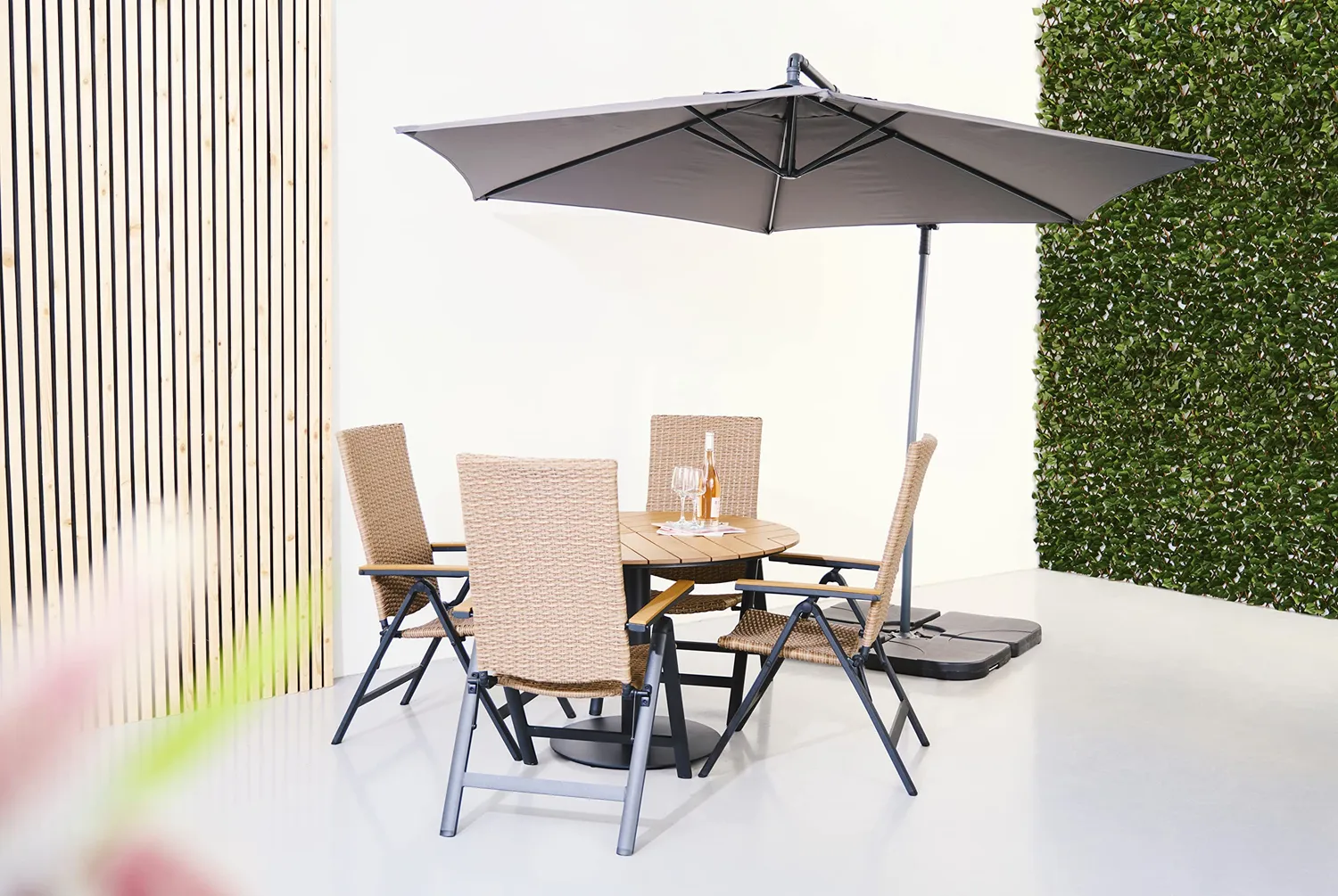 Envy Gartenmöbel-Set für 4 Personen Gartentisch Polyrattan Natur