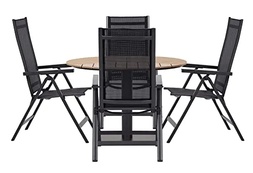 Envy Gartenmöbel-Set für 4 Personen Gartentisch Textilene schwarz
