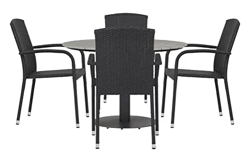 Envy Gartenmöbel-Set 4 Personen rund 110 cm grau stapelbar
