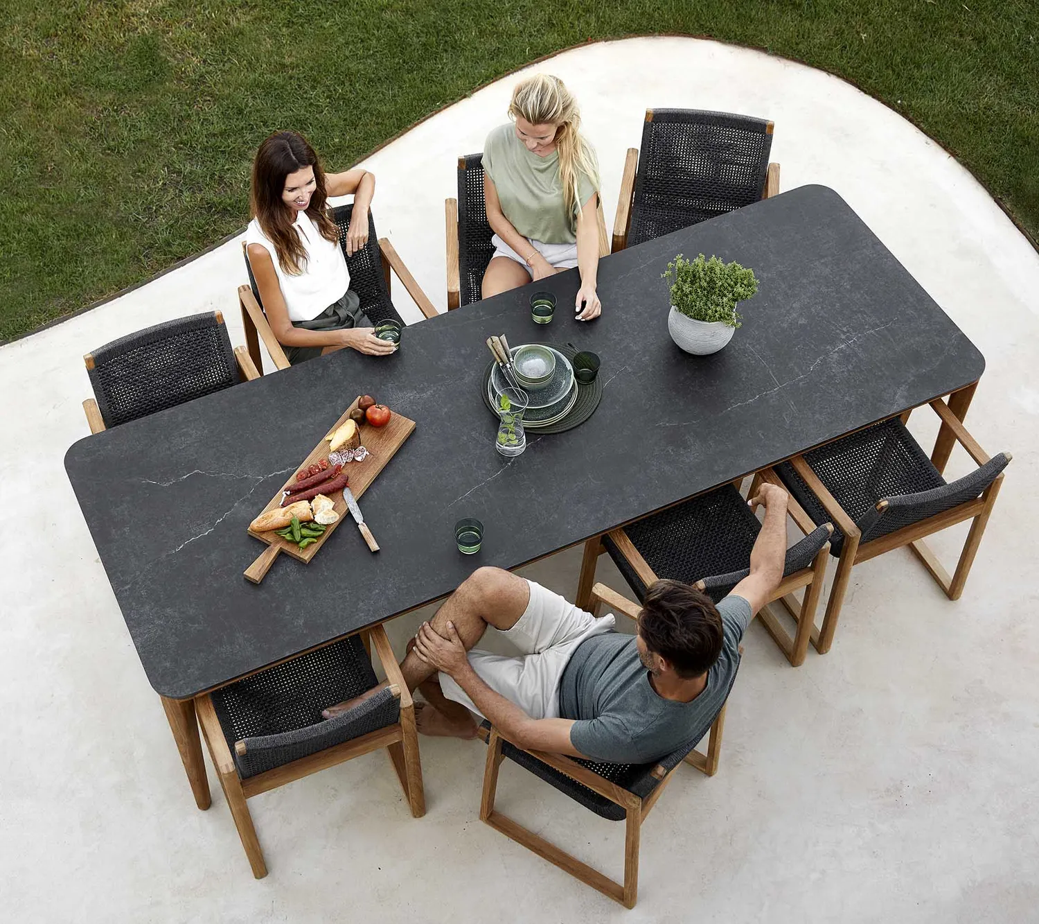 Cane-line Endless Chair Gartenstuhl Soft Rope Dunkelgrau Teak
