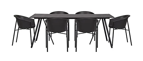 Envy Gartenmöbel-Set 6 Personen 200 cm schwarz Kunststoff