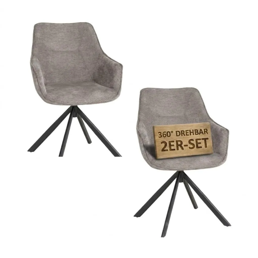 MR.DEKO San Carlo Diningsessel 4er-Set Drehbar Stoff