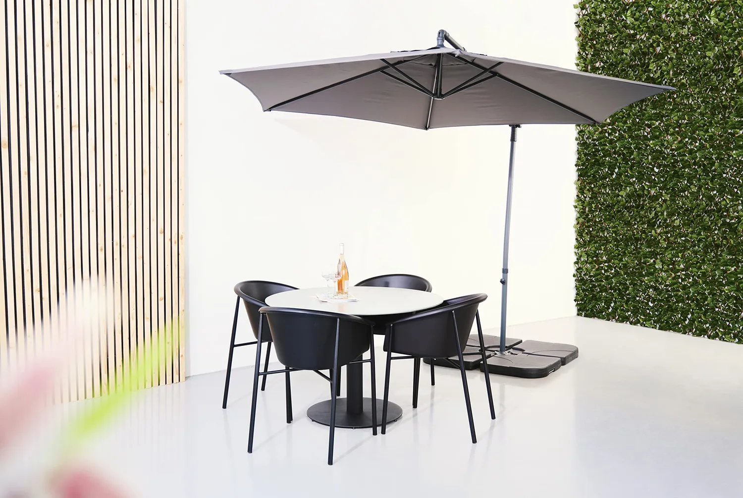 Envy Gartenmöbel-Set rund 110 cm grau 4 Personen Kunststoff