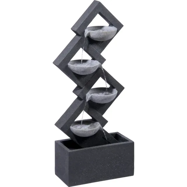 Dobar XL Kaskade Gartenbrunnen 4 Becken mit LED
