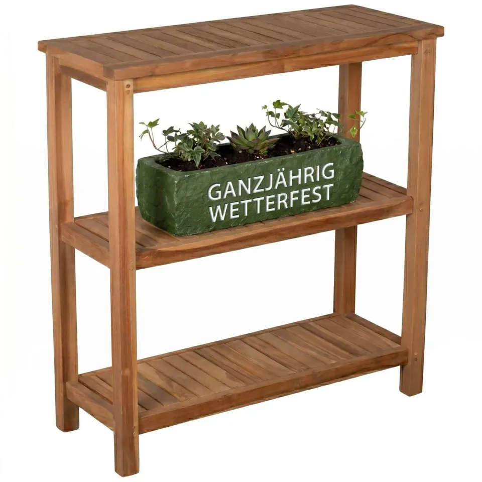 MR.DEKO Filton Pflanztisch Teak 100x110x40cm