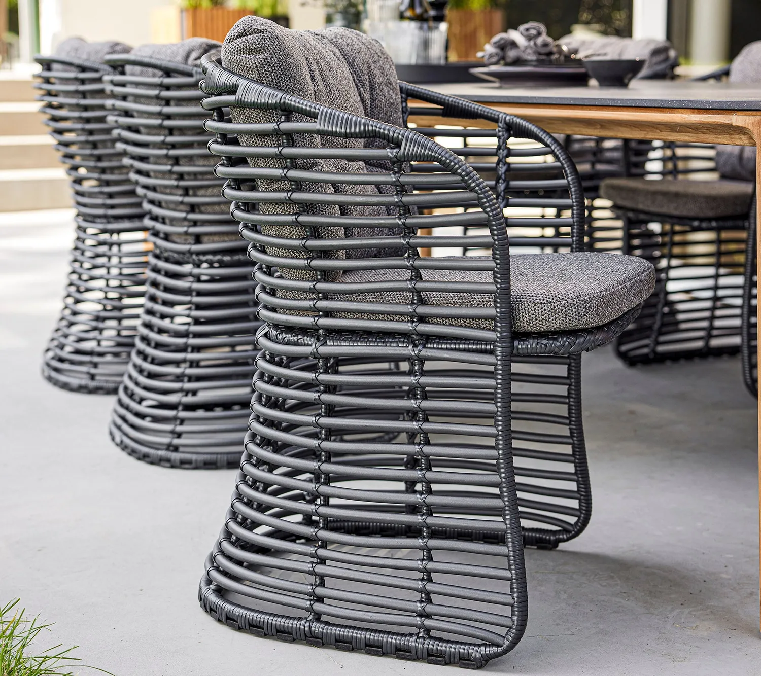 Cane-line Basket Stuhl Graphit Weave Gartenstuhl wetterfest