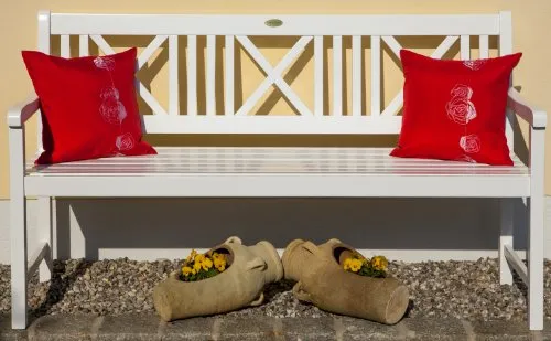 Garden Pleasure Lübeck 3-Sitzer Gartenbank Weiß Washed 160 cm
