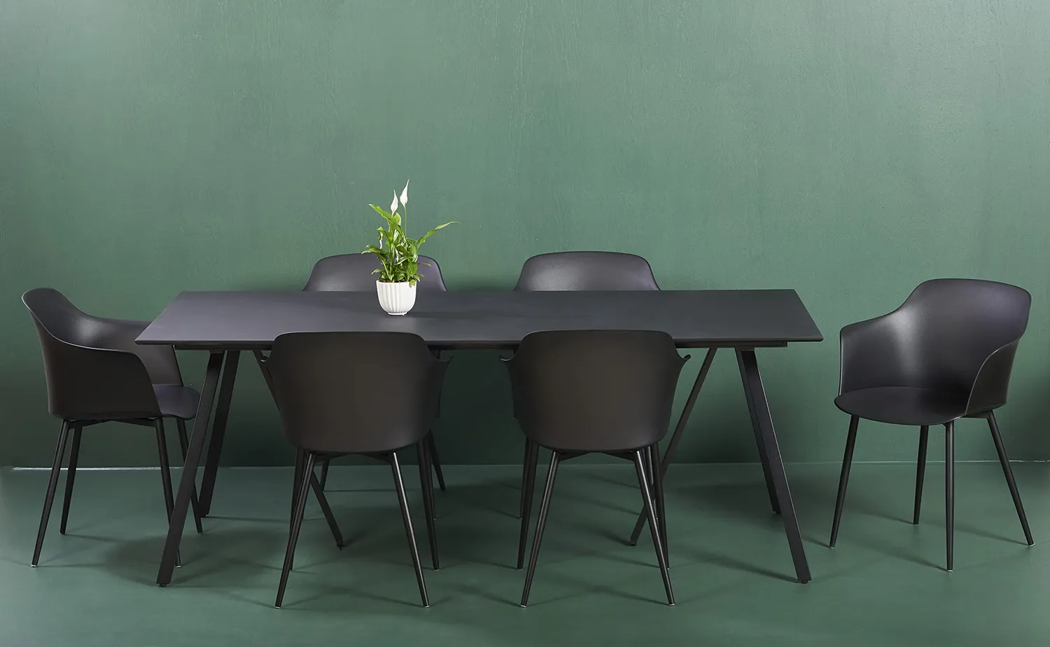 Envy Gartenmöbel-Set 6 Personen 200 cm schwarz pflegefrei