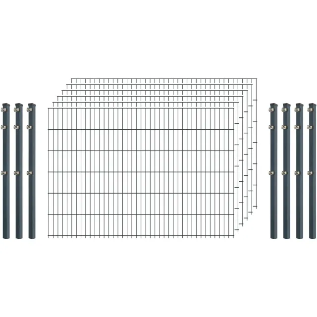 Industrie-Zaunset 8/6/8 Doppelstab 250 x 123 cm Anthrazit