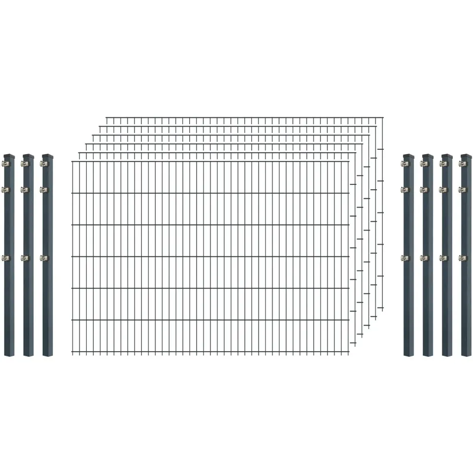 Industrie-Zaunset 8/6/8 Doppelstab 250 x 123 cm Anthrazit