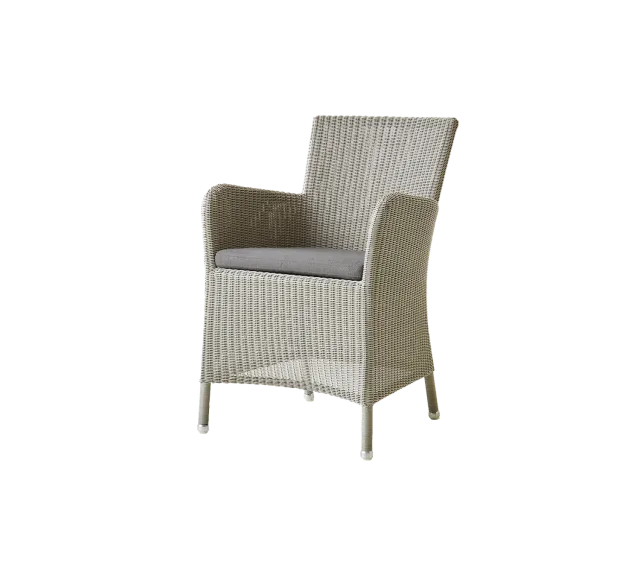 Cane-line Hampsted chair Armlehnstuhl Schwarz mit Sitzkissen Weiß Natté wetterfest