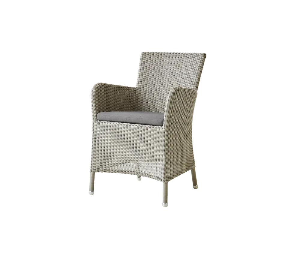 Cane-line Hampsted chair Armlehnstuhl Schwarz mit Sitzkissen Weiß Natté wetterfest