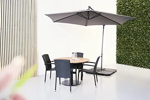 Envy Gartenmöbel-Set für 4 Personen Gartentisch Polywood schwarze Polyrattan-Stühle