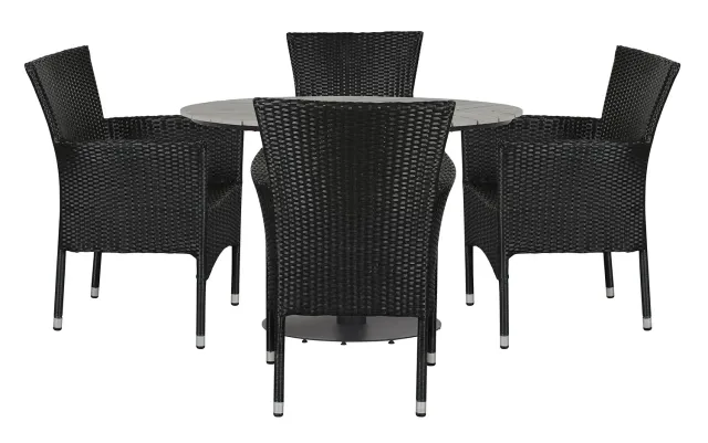 Envy Gartenmöbel-Set 4 Personen 110 cm Polywood schwarz