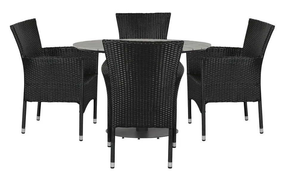 Envy Gartenmöbel-Set 4 Personen 110 cm Polywood schwarz