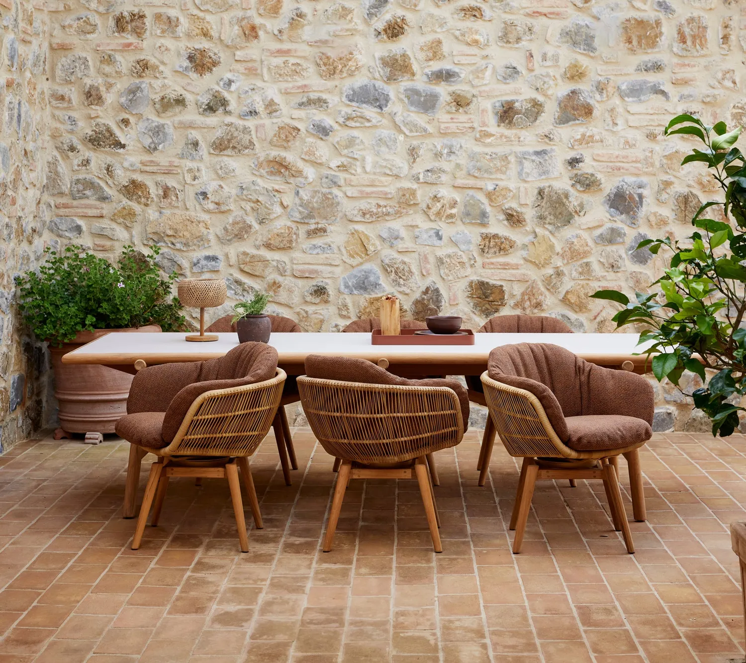 Cane-line Stay Drehstuhl Teak natur Weave Garten